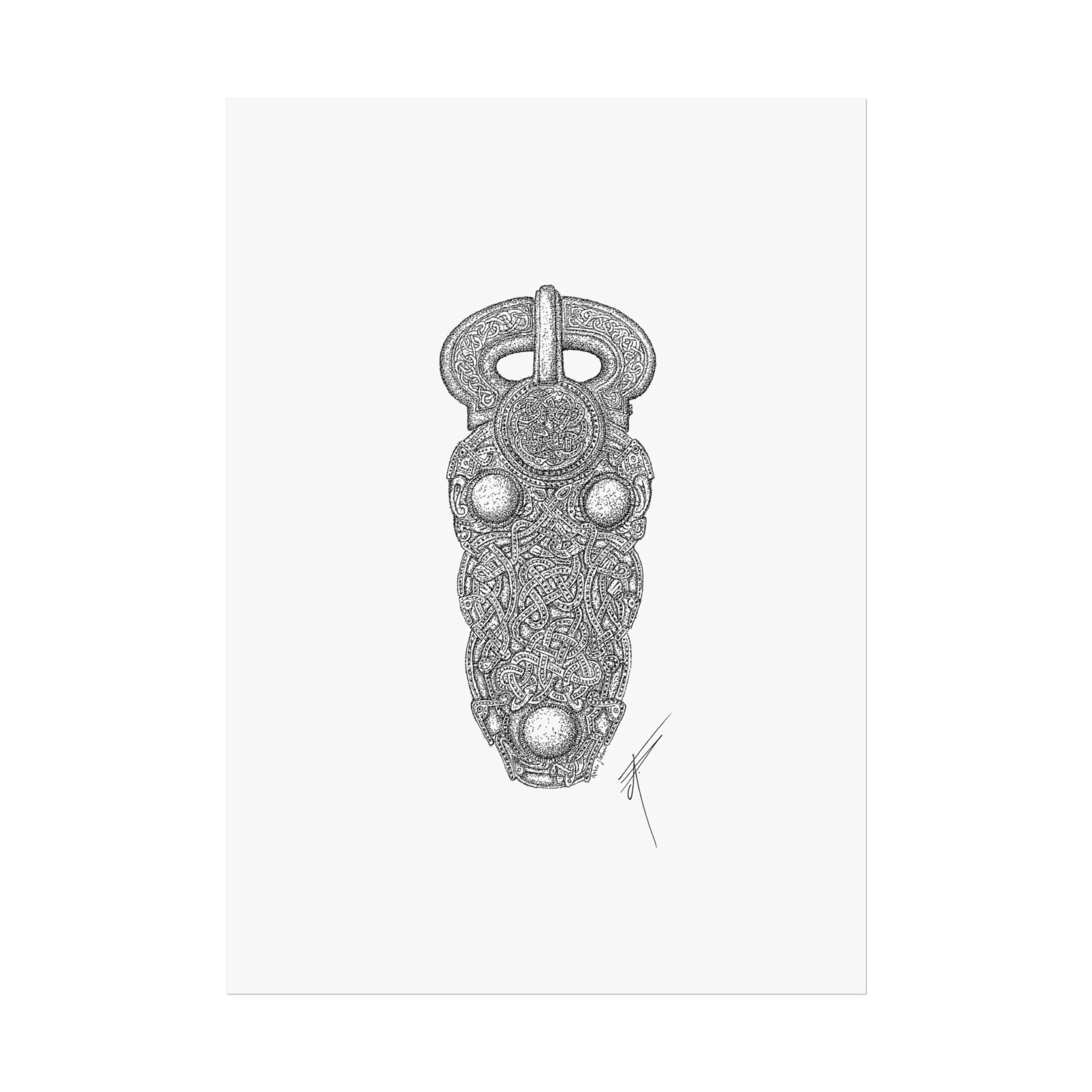 The Sutton Hoo belt buckle - dotwork art print